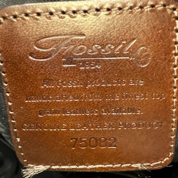 FOSSIL Vintage Black Pebbled Leather Bag Woven  Handles Shoulder Purse Key Charm - Picture 12 of 12